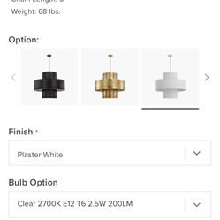 Visual Comfort Chalmette Large Pendant Light - New - Plaster White