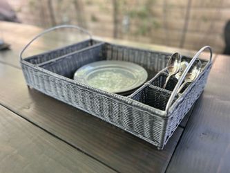 Gray Woven Organizer Caddy with Handles