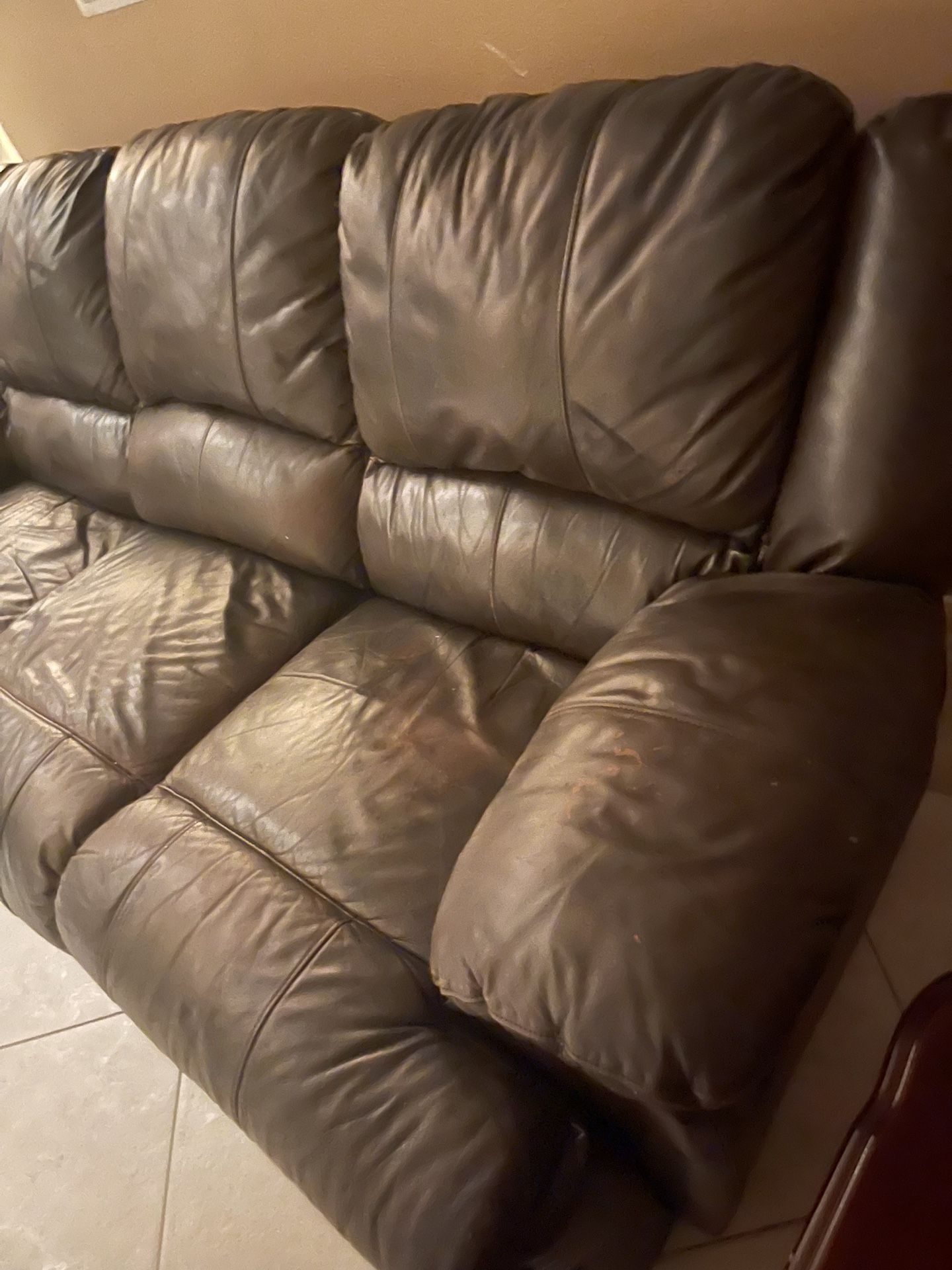 Mix Match Leather Couch Set and Ottoman $75 Firm