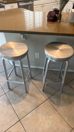 Pair of 2 Stainless steel rotating stools