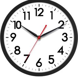 AKCISOT Wall Clock 10 Inch Silent Non-Ticking Mode