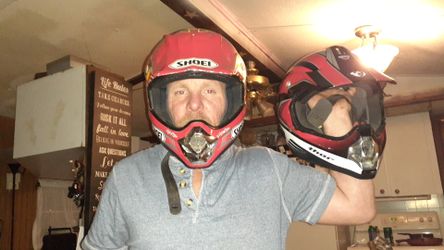Two dirtbike helmets shoei