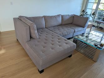 Modern Grey Tufted Sectional Sofa (3 pc.) with Chaise