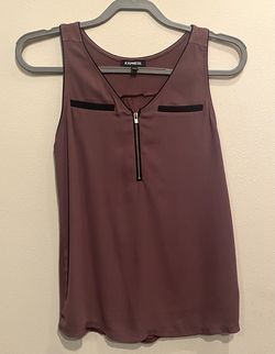 Express Purple Sleeveless Tank Top with Zipper Detail