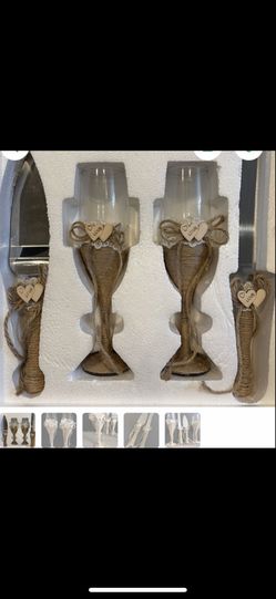 Wedding Champagne + Cake Knife Set