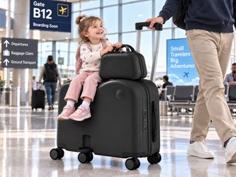 Brand NEW Muhub Ride-On Luggage, 6-Wheel Suitcase with Cup Holder, Portable Bag