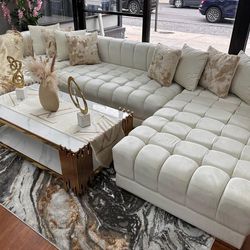 🎀Ariana Velvet Double Chaise Sectional 🎀 Delivery and Finance Avaliable 