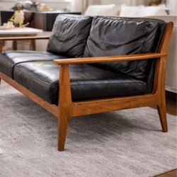 West Elm Leather Loveseat 