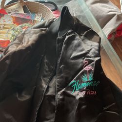 Super cool flamingo Hilton bomber jacket size Large