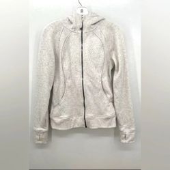 Lululemon Scuba Hooded Light Cream Gray Zip-Up Hoodie Sweater Jacket Coat 4