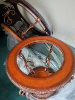 Round Wood and Metal Coffee Table