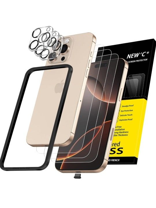 NEW'C 3x for iPhone 16 Pro Max Screen Protector (6.9 inches)+ 3x Camera Lens Protector