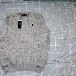 POLO RALPH LAUREN GRAY SWEATER LARGE - NEW WITH TAGS