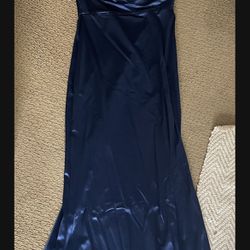 Blue Satin Formal Dress