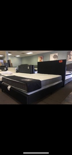 Queen bed frame with mattress