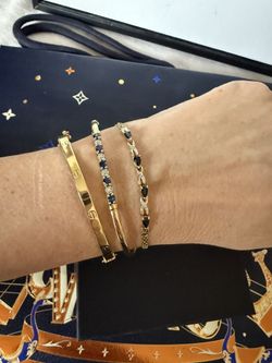 Solid Yellow Gold Sapphire & Genuine Diamonds Bracelet