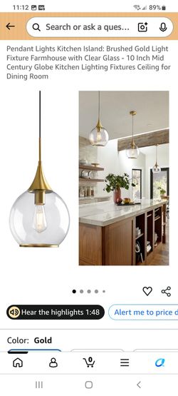 Brushed Gold Globe Pendant Light Clear Glass