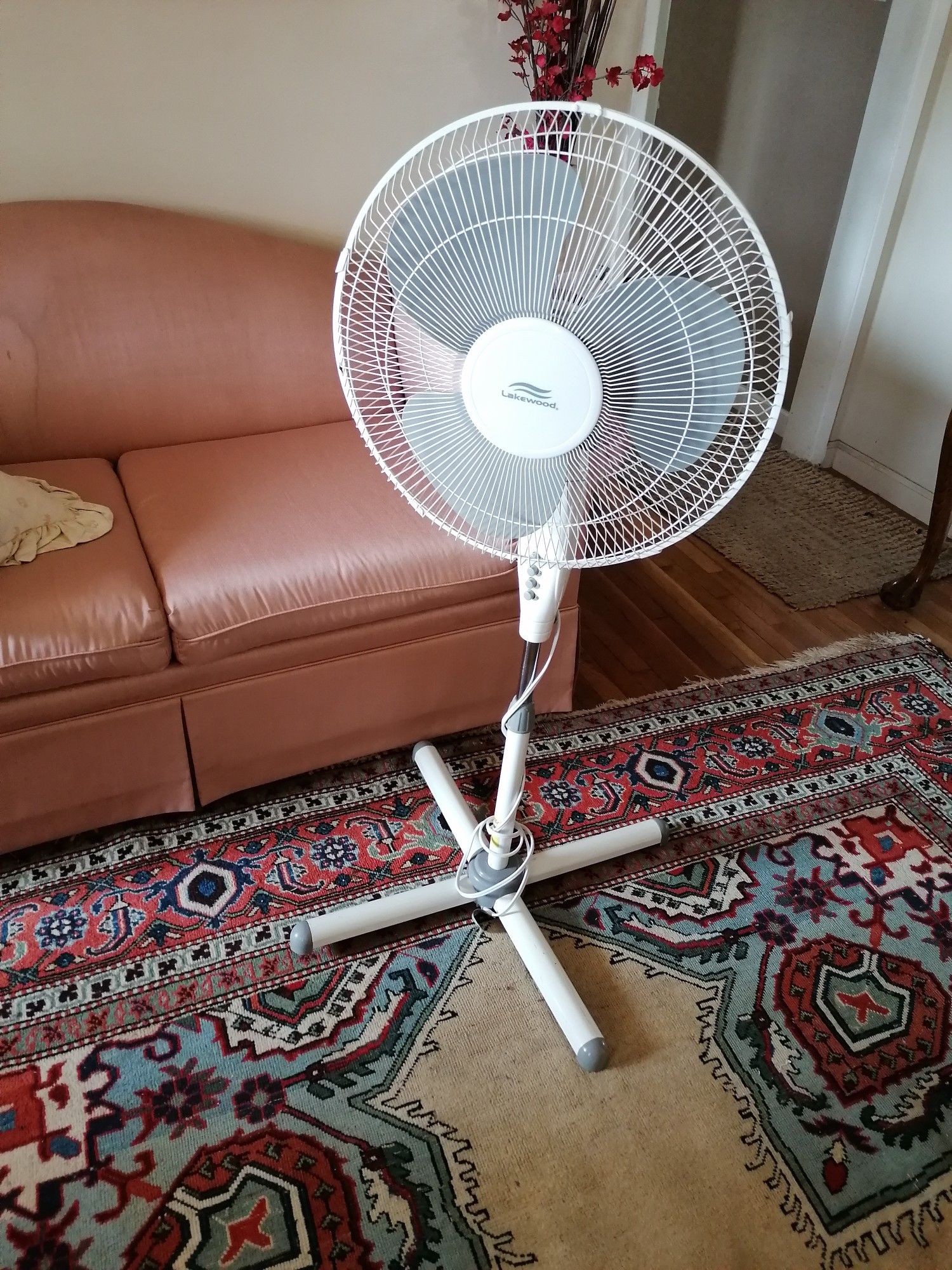 Like new Lakewood pedestal Fan adjustable height 3 speed fan Oscillate