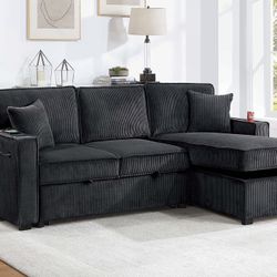 Corduroy Sectional Sleeper Sofa