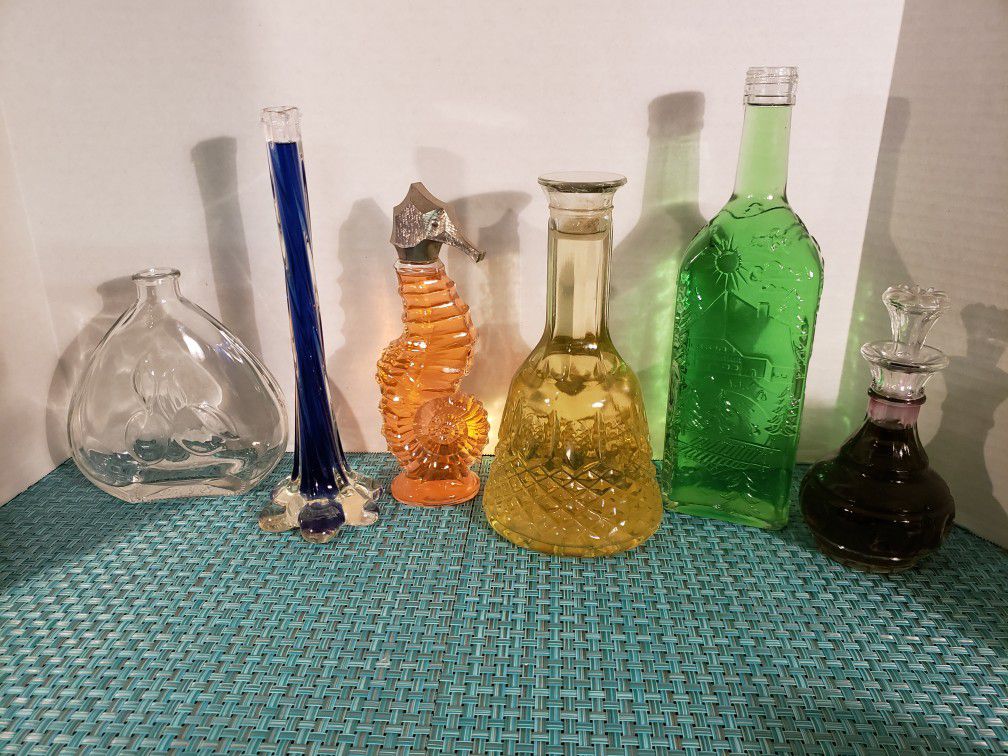 6 glass bottles from private collection. Some Vintage