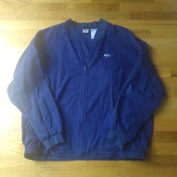 Vintage 1990's Nike Navy Blue Crew Neck Zip-Up  Soft Canvas Jacket Fashionable Streetwear XL Mens 