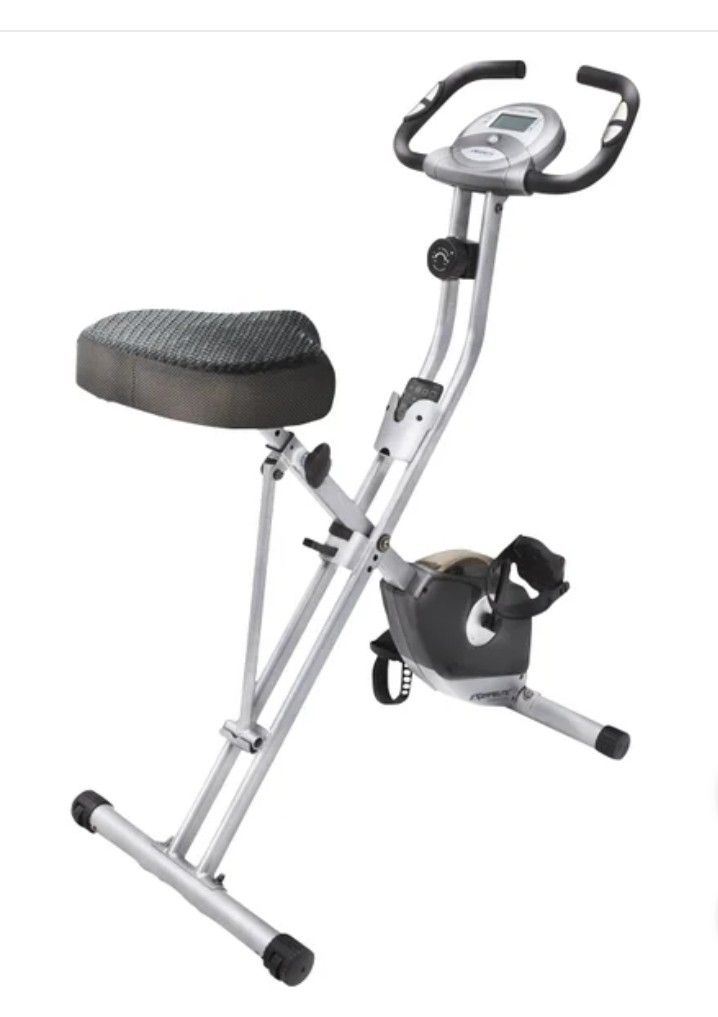 New in box Exerpeutic Upright Folding Bike with Airsoft Seat. Sells at Costco for $199 plus tax.