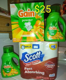 Gain powder and liquid detergent package