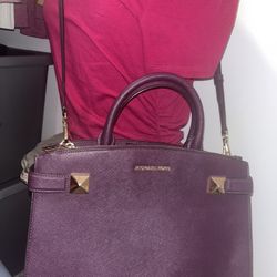 Michael Kors Karla Purple Leather Satchel 