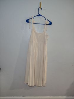 Cream Smocked Bodice Midi Sundress