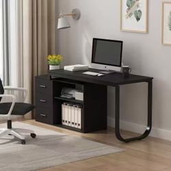 ❤️‍🔥 #b2. 55.1 in. L-Shaped Black Wood Writing Desk Corner Gaming Desk