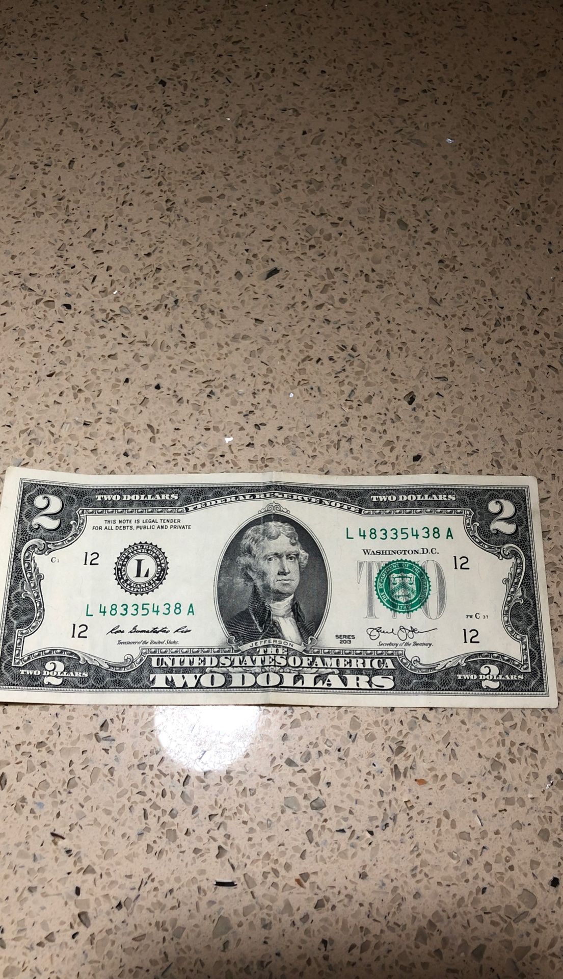 Original 2 dollar bill
