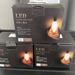 LED Candelabra Bulbs 3 boxes 6 lights in each box