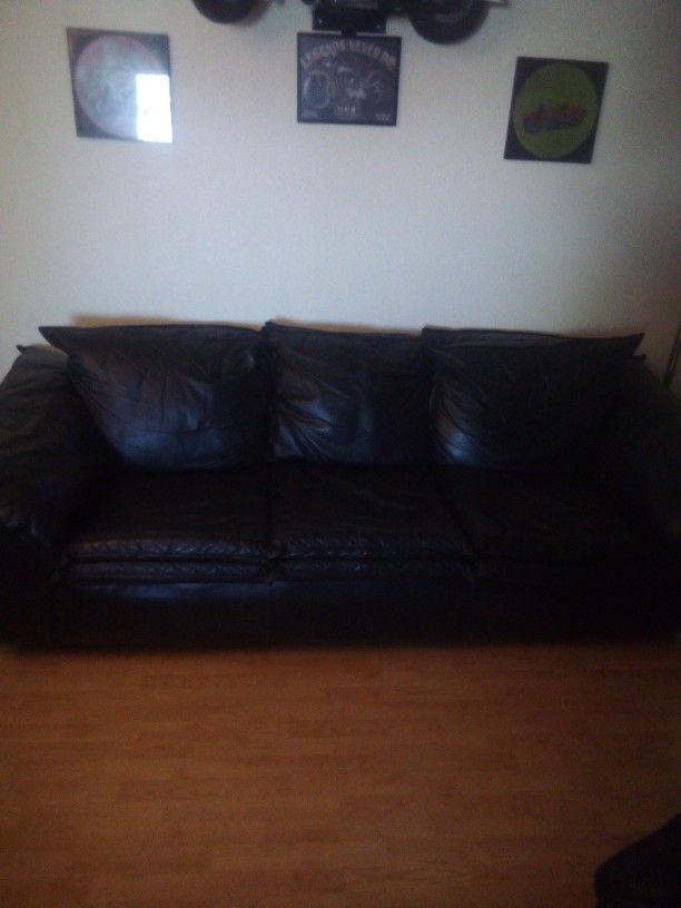 Top Grain Black Leather Couch And Recliner/Rocker Furniture Staging Furnishings House Home