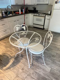 Vintage Wrought Iron Bistro Table and Chair Set