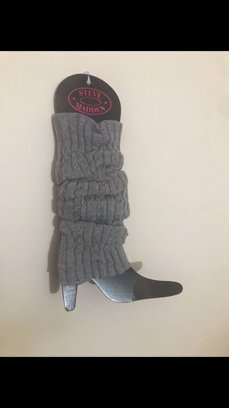 New Steve Madden leg warmers knit gray metallic silver one size grey leg warmer