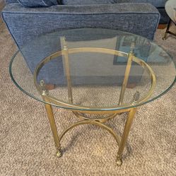 Vintage Brass and Glass end Table