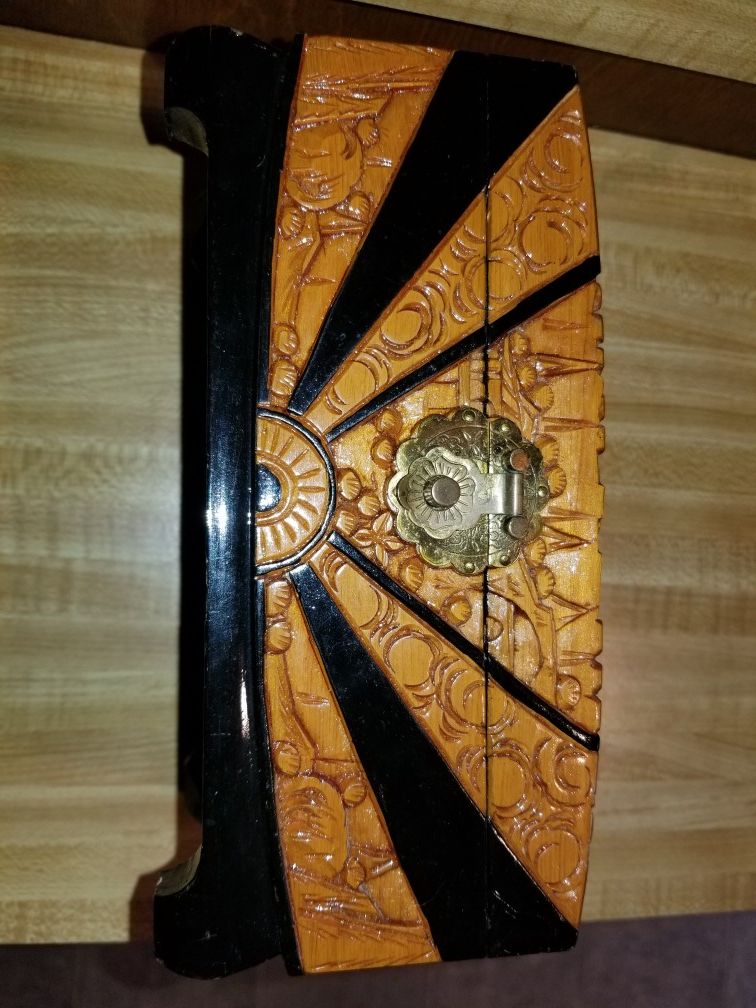 Vintage Asian Style Carved Jewelry Box