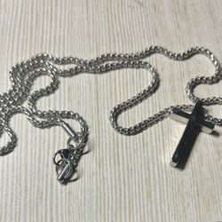 Stainless Steel Cross Necklace 23 in