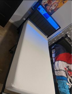 Twin size bed frame and mattress