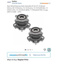 Rear Wheel Bearing Hubs Assembly Fit for 07-18 Nissan Altima, 09-19 Maxima, 15-16 Murano, 13-19 Pathfinder, 13 Infiniti JX35, 14-19 Infiniti QX60, 11 