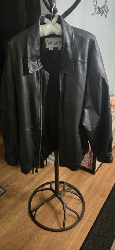 Men's Bomber Leather Jacket Xl