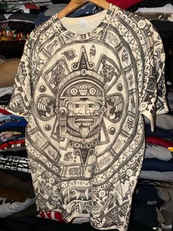 Vintage Yazbek Aztec All Over Print Beige Tshirt Size Men’s XLarge NWOT