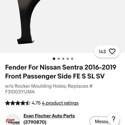 Nissan Sentra Fender