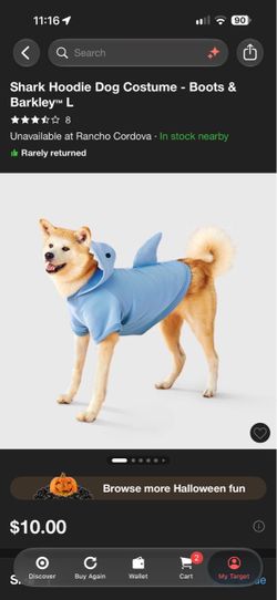 Shark Hoodie Dog Costume – Size Large
