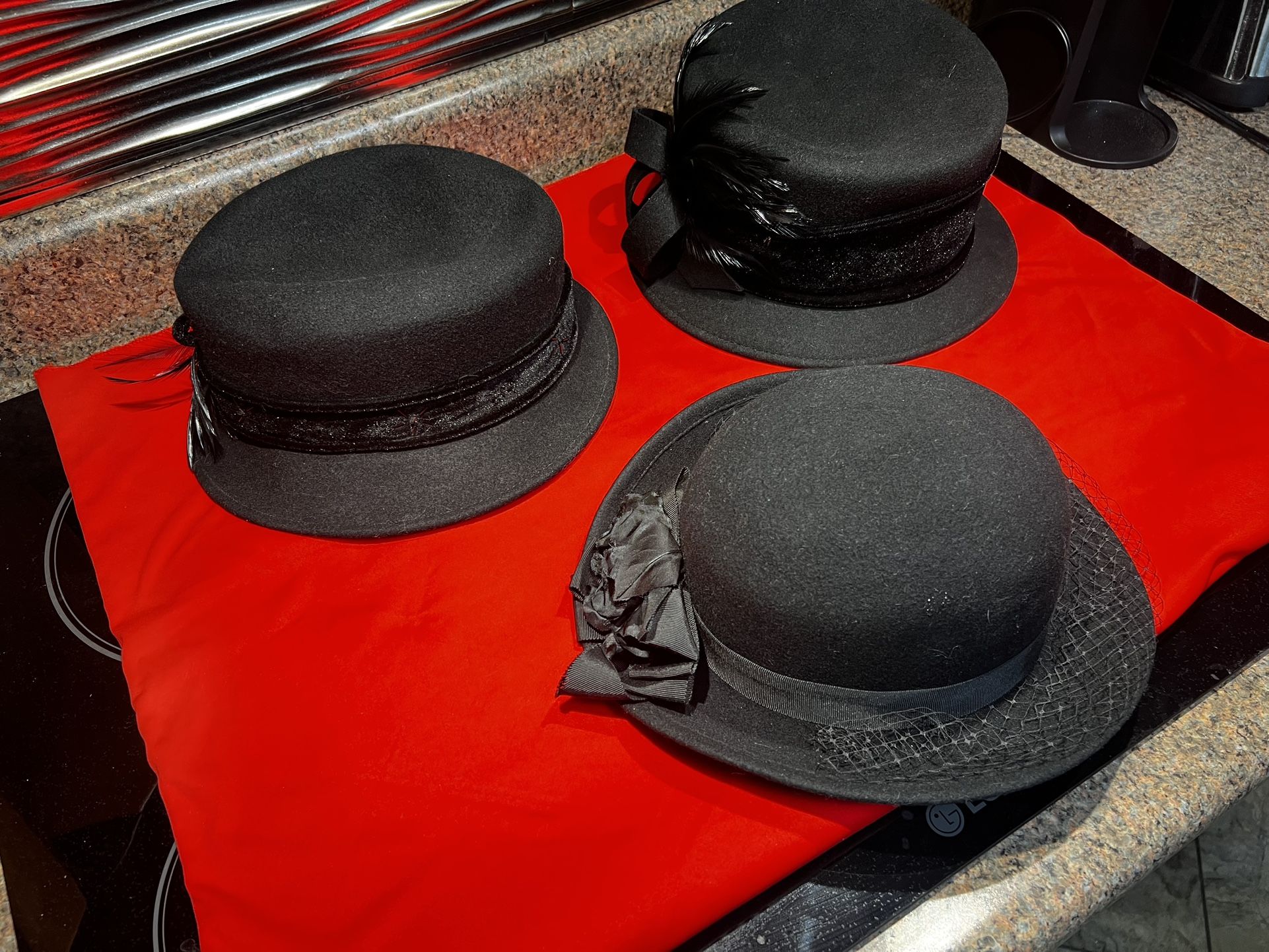 Designer, NEW, headwear, Women’s, sophisticated, elegant, absolutely gorgeous. Will fit up to size 7. See fit information sheet.  All three for $89 