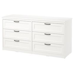 IKEA dresser with 6 drawers and leather handles