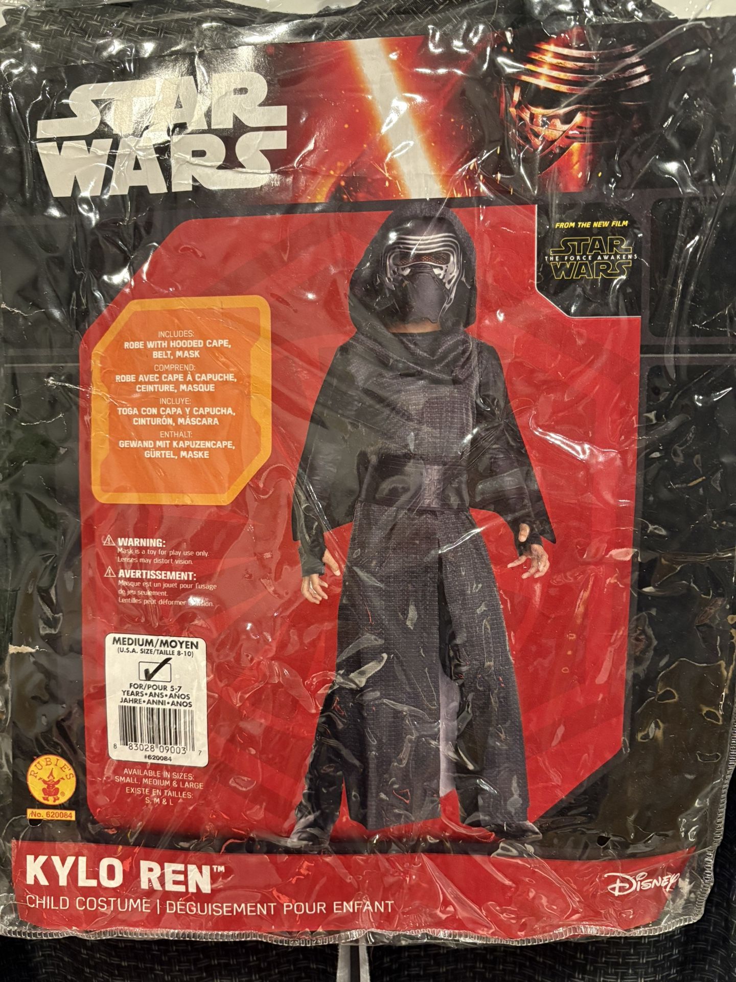 Star Wars Halloween Costume Size 8-10 + Lightsaber 