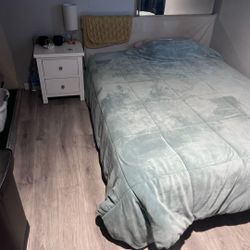 Canvas Headboard Bed Frame Queen