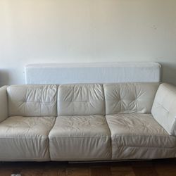 Beige Leather Couch - Excellent Condition