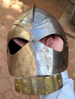 Steel Helmet With Attached Mask